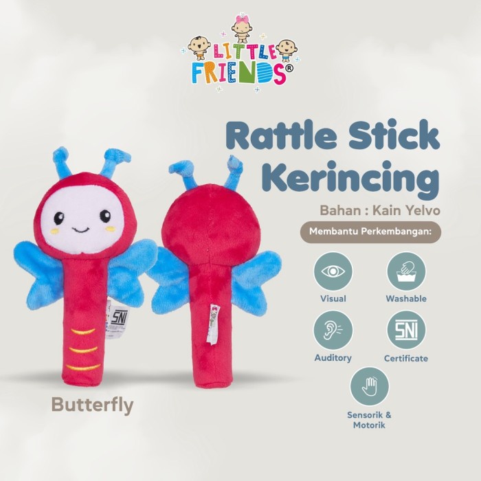 LITTLE FRIENDS Rattle Stick Kerincing Mainan Bayi Boneka Ratel Kericik Baby Toys