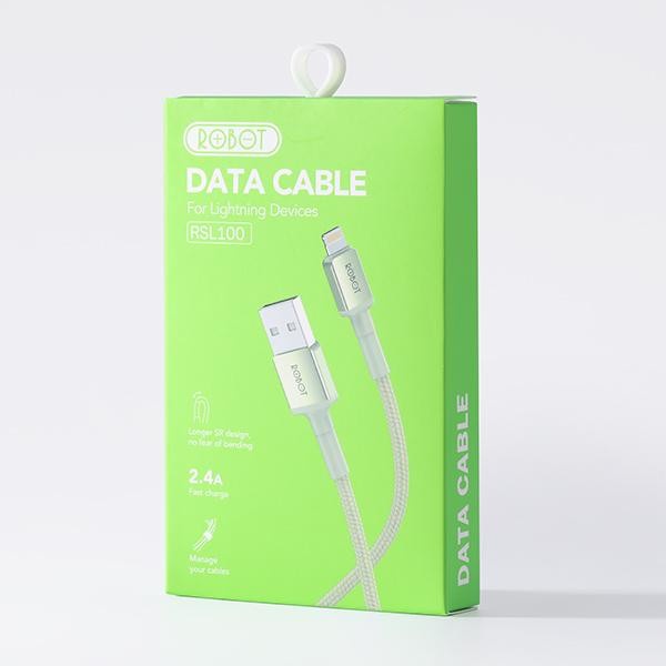 ROBOT Kabel Data Lightning RSL100 1M Fast Charging 2.4A Garansi Resmi