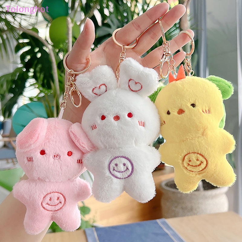 Tolonghot&gt; Kawaii Plush Animal Toy Keychain Lucu Boneka Plush Keyring Rabbit Bear Boneka Keychain Ransel Liontin Ornamen well