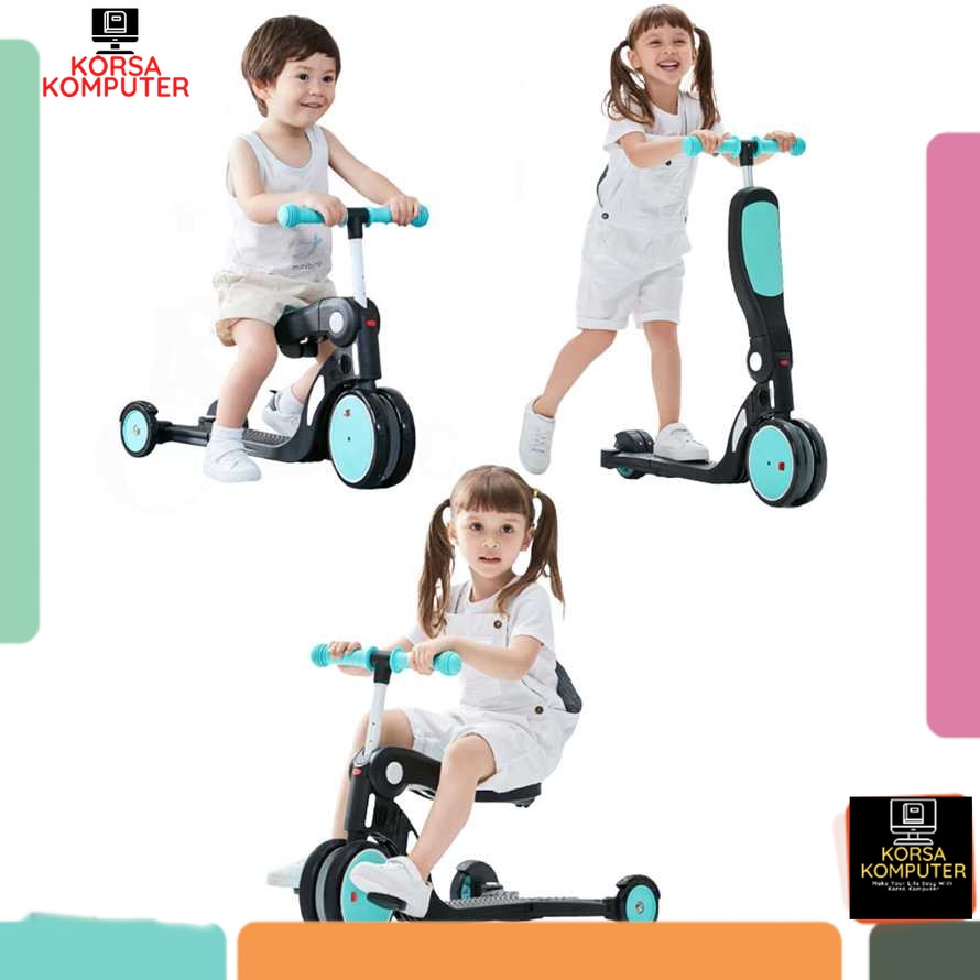 Sepeda Roda 3 Anak Scooter Skuter Anak 5 in 1 Balance Bike Scooter Sepeda Roda Tiga Anak - DGN5-2 BE