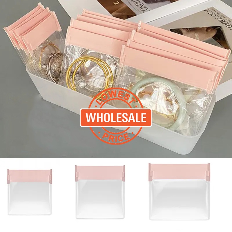 Tahan Air Reusable Anti Oksidasi Mini Sealing Bag Self Seal Pink Transparan Tas Penyimpanan Kemasan Tas Tahan Debu Tas Perhiasan Untuk Cincin, Kalung, Anting Mode Portabel