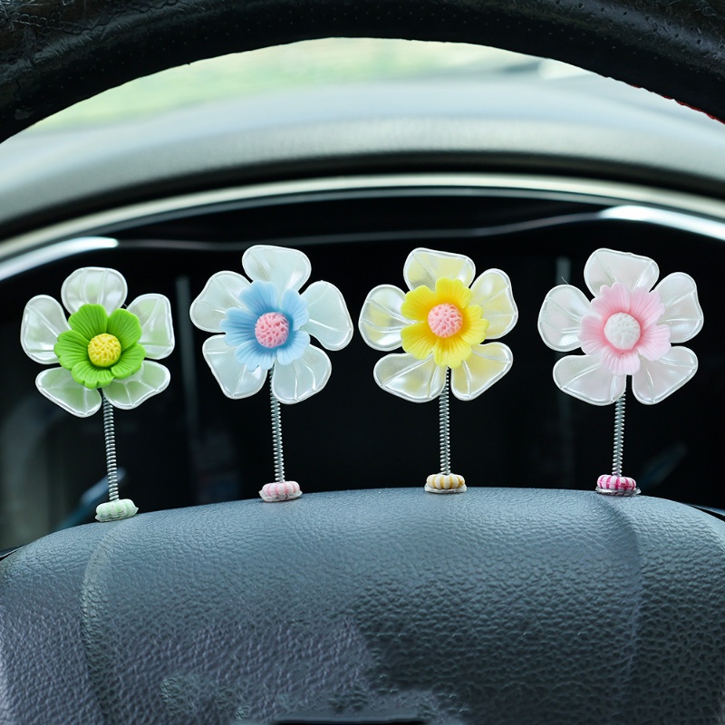 Hiasan Bunga Kepala Goyang Interior Mobil/ Mini Car Dashboard Decor Dancing Flower/ Ornamen Spion Otomatis