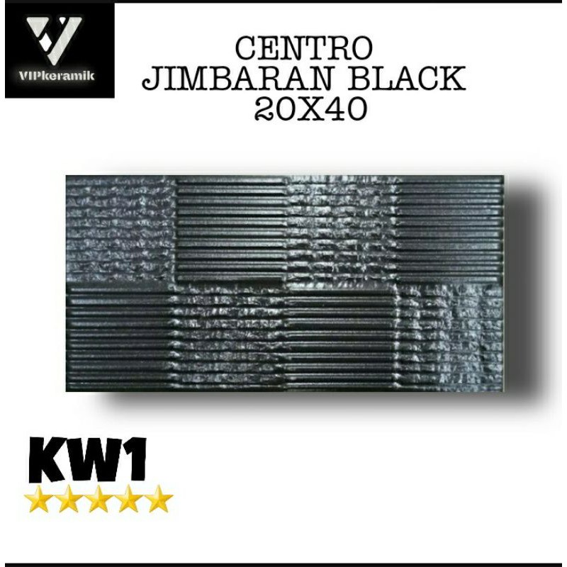 KERAMIK DINDING BATU ALAM CENTRO JIMBARAN BLACK 20X40 KW1