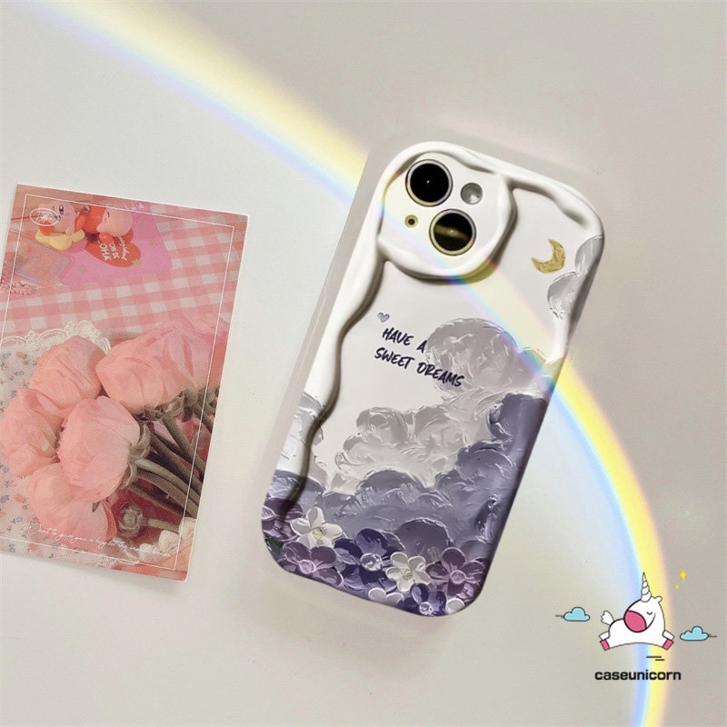 Fashion 3D Wavy Curved Edge Back Cover Case Untuk Infinix Hot8 30i 9 10Lite Hot 10 11 12 30 20 8 9 Play Note 12 G96 12 4G Smart 6Plus 6 7 5 Art Lukisan Cat Minyak Bunga Awan Lembut Sarung