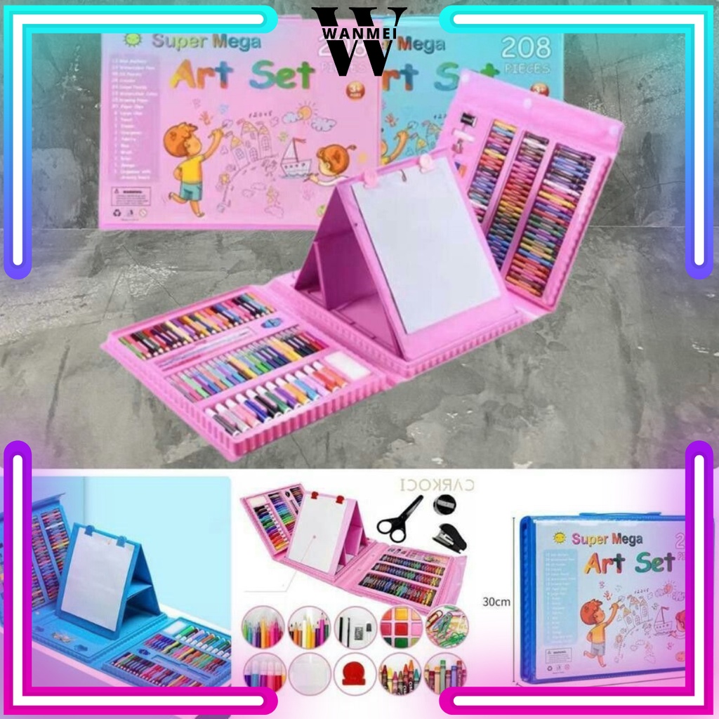 

WM ART SET 208 Pensil Warna Crayon Set 208pcs / Crayon Mewarnai 150 Warna