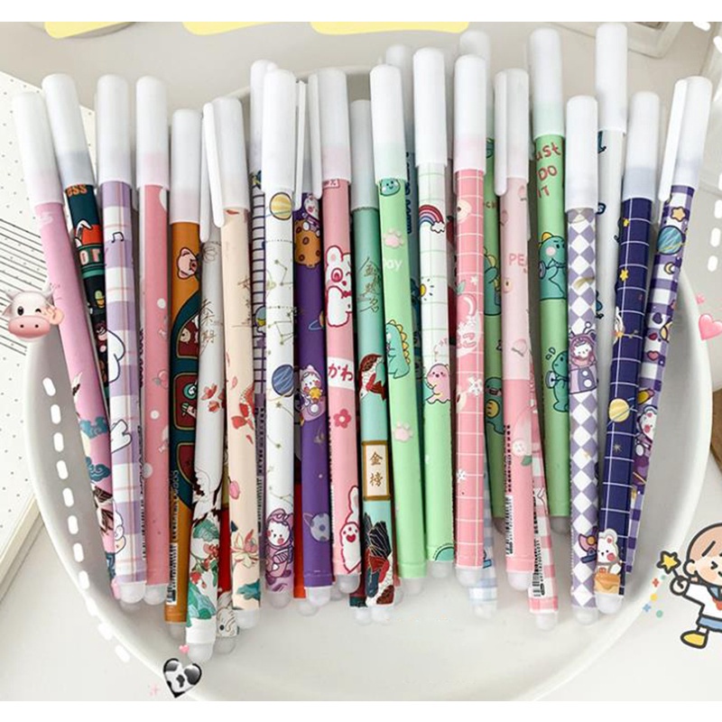 

Jarum pena gel kecil yang segar dan dapat dihapus kepala 0.5mm pola kartun siswa yang indah menyikat pertanyaan