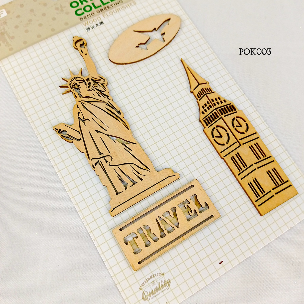 

Premium Sticker Wood Dekorasi Scrapbook Motif Patung Liberty POK003