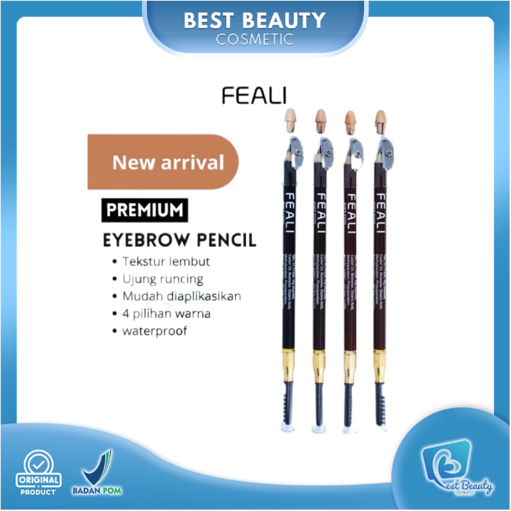 ★ BB ★ FEALI Eyebrow Pencil 2 IN 1 Pensil Alis dengan Spoolie dan Serutan Eyebrow Pencil