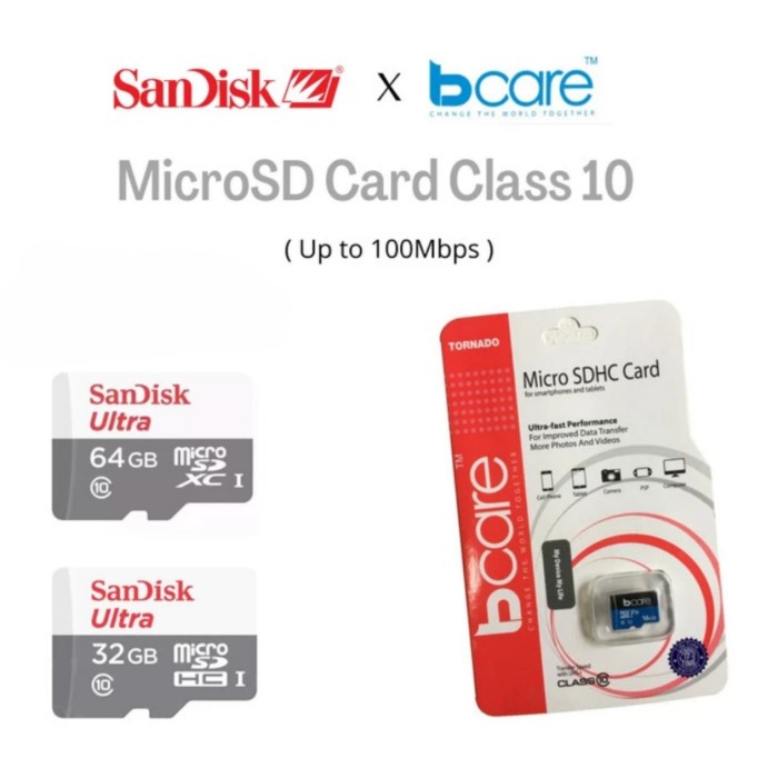 BCARE MICRO SDHC ULTRA CLASS 10 - Kartu Memori Bcare - Sandisk 64GB