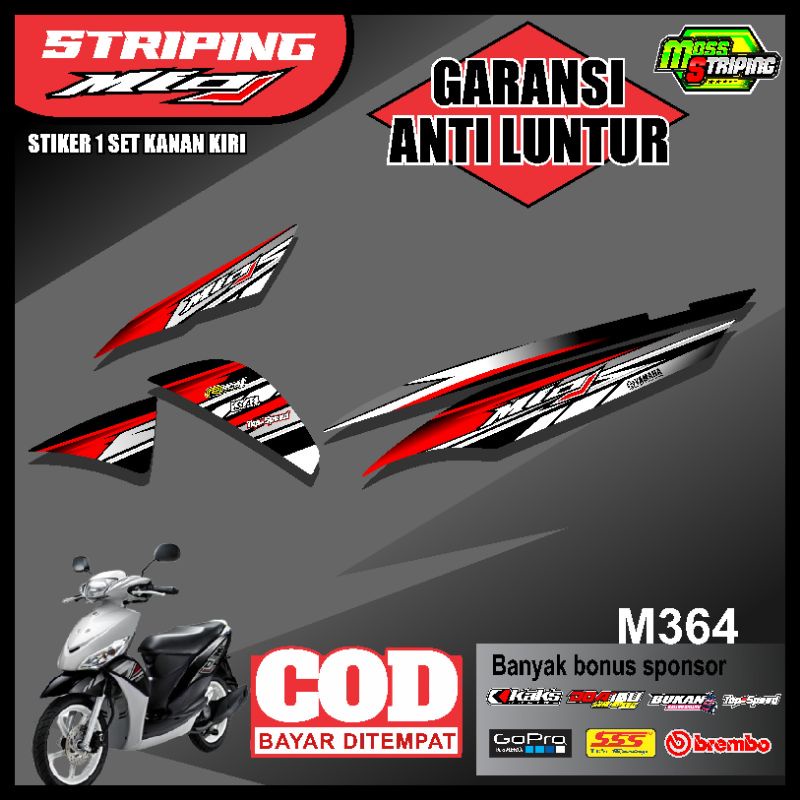 MASS Striping - Striping Sticker List Variasi Motor Yamaha MIO J 2012 2013 2014 semi fullbody Stripi