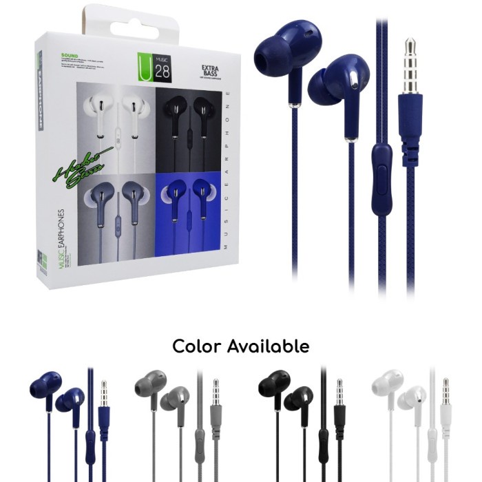 Headset Handsfree Macaron U28 Earphone Stereo Extra Bass