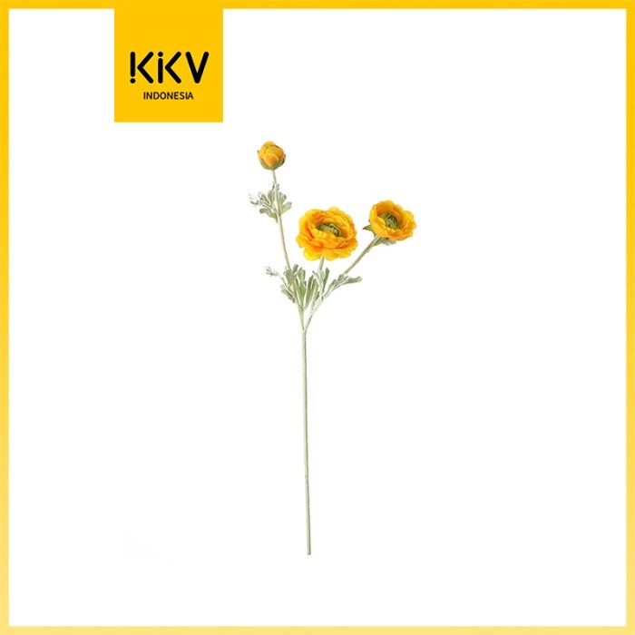 KKV Sladko British Ranunculus Asiaticus Bunga Artifisial Hias Dekorasi - Yellow