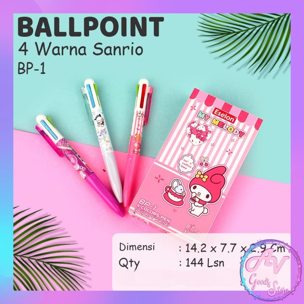 

1Pcs Ballpoint Cetek 4 Warna SANRIO BP-1 / 1buah Pulpen 4Warna Karakter