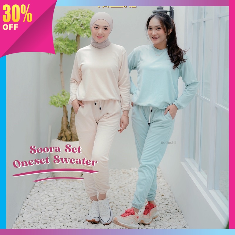 GOWES SENAM JOGGING KOREAN STYLE KEKINIAN TERMURAH / SOORA SET / ONESET SWEATER / ONESET SWEATPANTS 