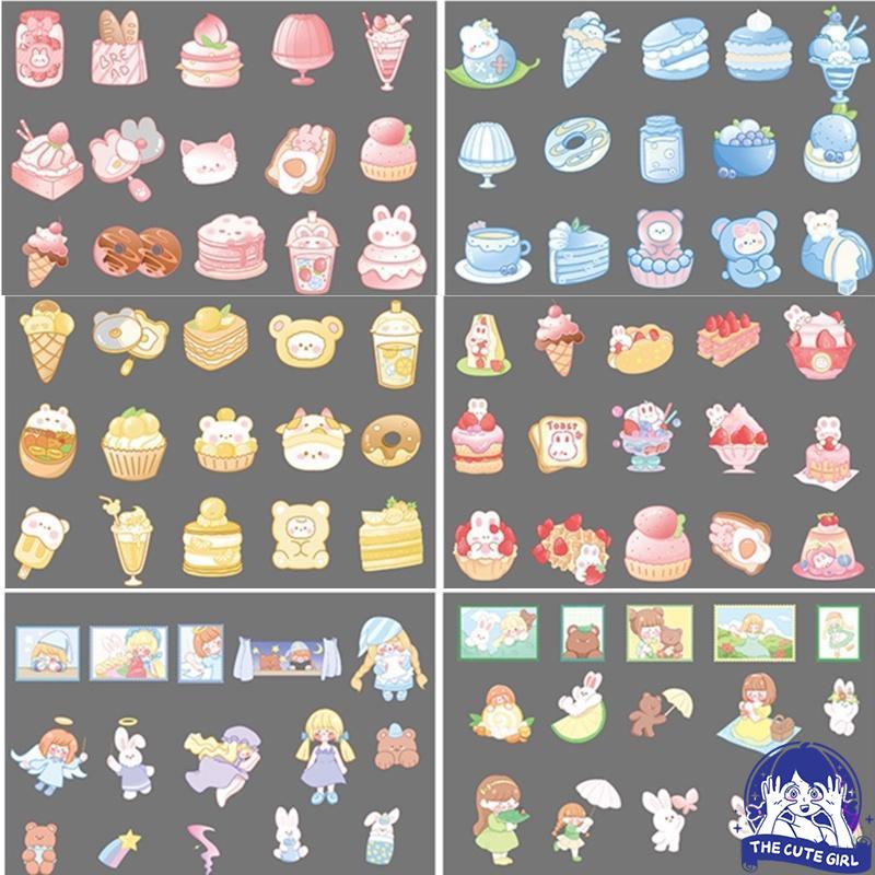 1 SET ISI 45 PCS STICKER AESTHETIC BERBAGAI MACAM MOTIF LUCU IMUT - Stazionario