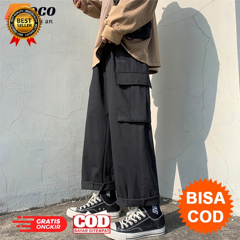 ootd bahan tebal halus nyaman dipakai /Celana cargo panjang pria celana olahraga celana oversize pri