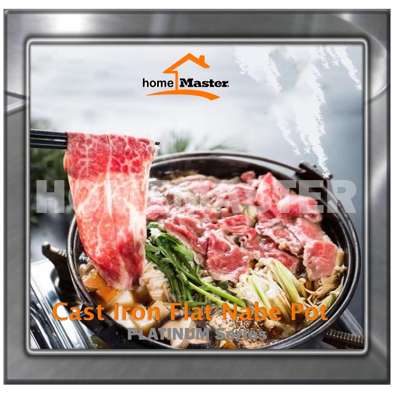 HomeMaster Japanese/Jepang Cast Iron/Besi Cor Sukiyaki/Shabu Shabu/Nabe Pot/Panci Flat/Rata CINF