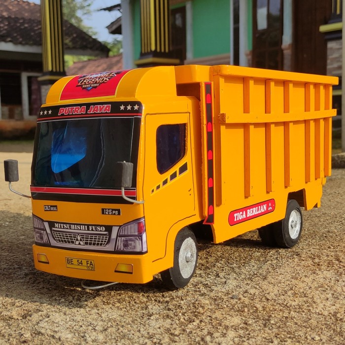 Sale Miniatur mobil truk oleng kayu mobilan mainan anak truck oleng kayu - Kuning, polos Termurah
