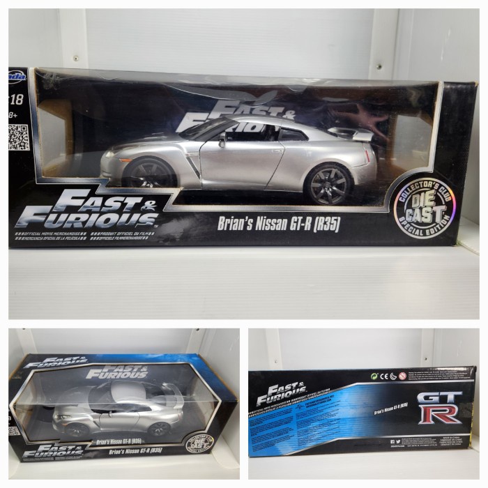 Diecast Miniatur Mobil jada nissan gtr r35 skala 18 fast and furious brian paul 1:18