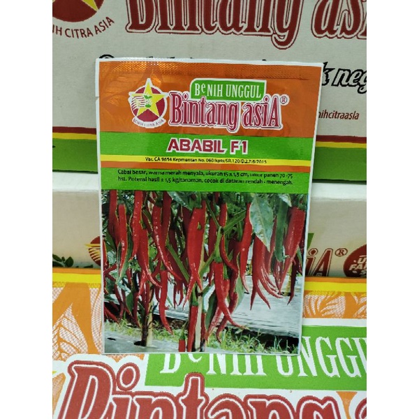 Benih Cabai Cabe Besar ABABIL F1 10 Gram Cap Bintang Asia PT Benih Citra Asia Warna Merah Menyala Co