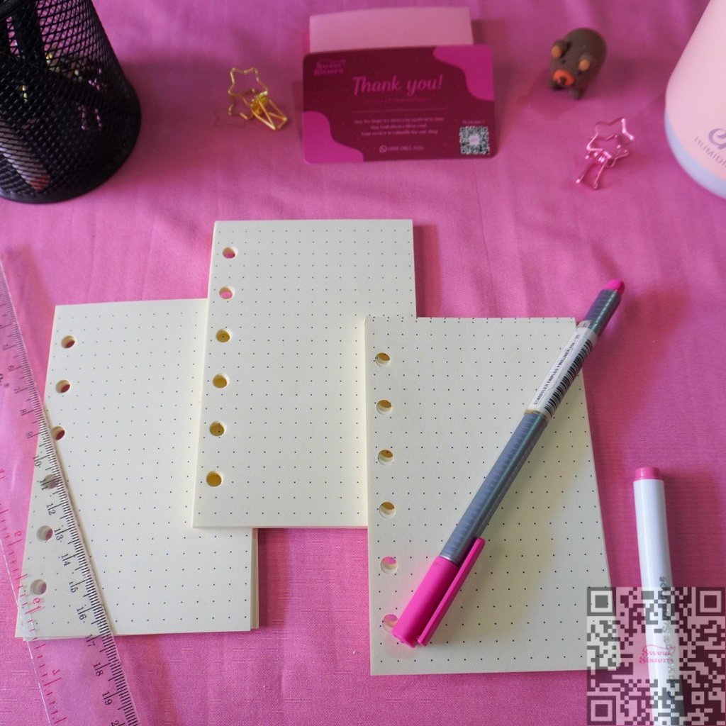 

[ 100gsm ] LOOSE LEAF Refill Kertas Binder Diari Korea A7 Ring 6 Lubang Motif Dot Titik
