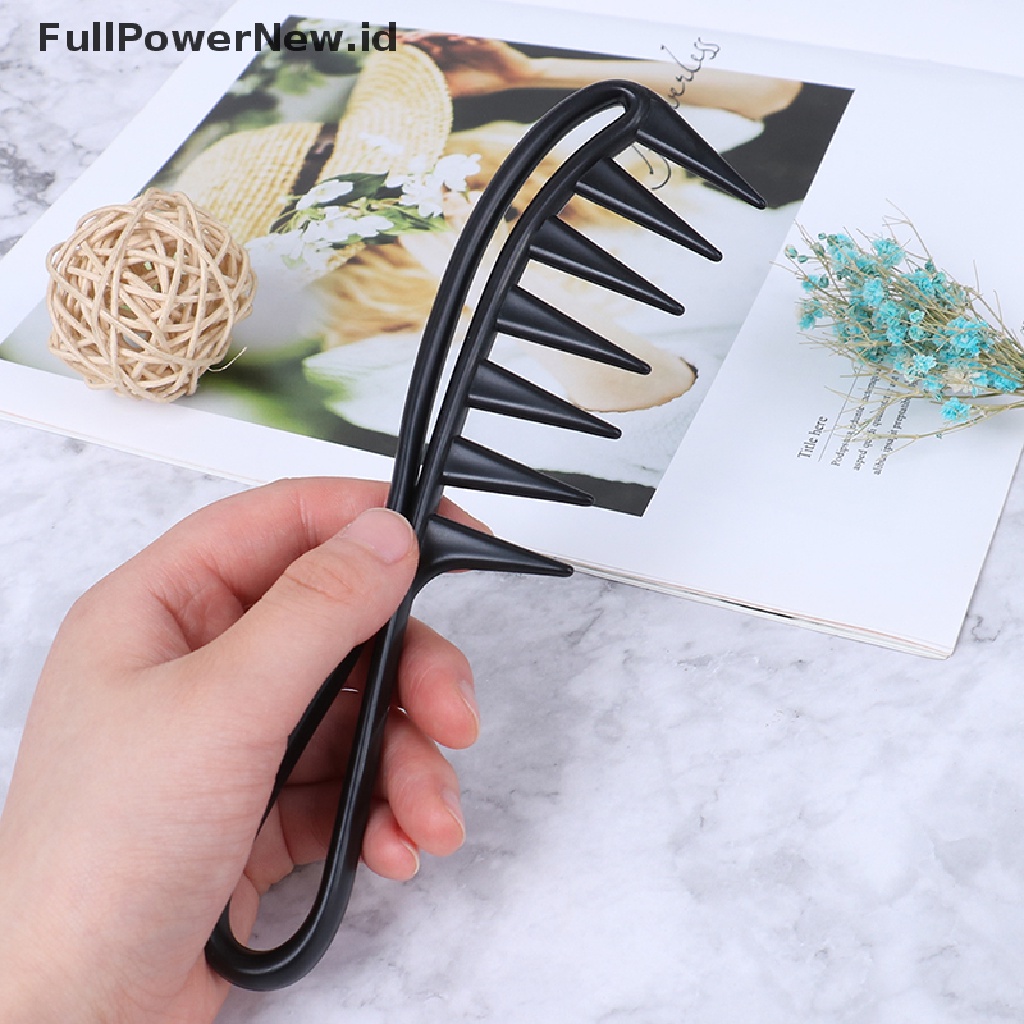 Power Shark Jumbo Wide Tooth Black Handle Grip Sisir Rambut Pria Hairdressing Teeth Comb ID