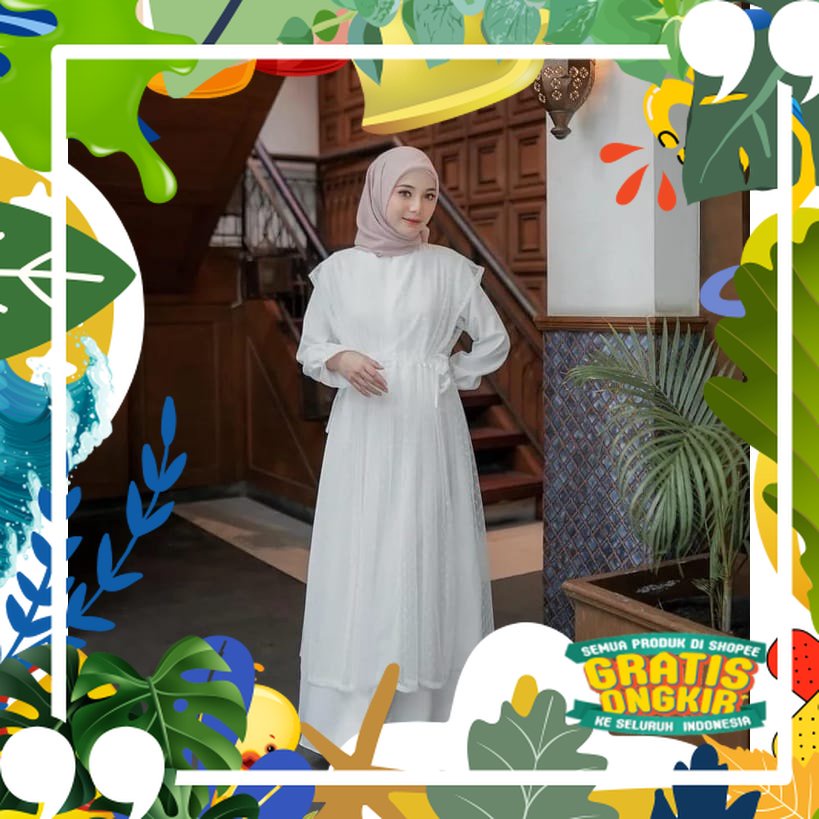 Nabilla Maxi Gamis Maxy Putih Gamis Syari Gamis Putih Polos Dewasa Dress Remaja terbaru 2021 Baju Mu