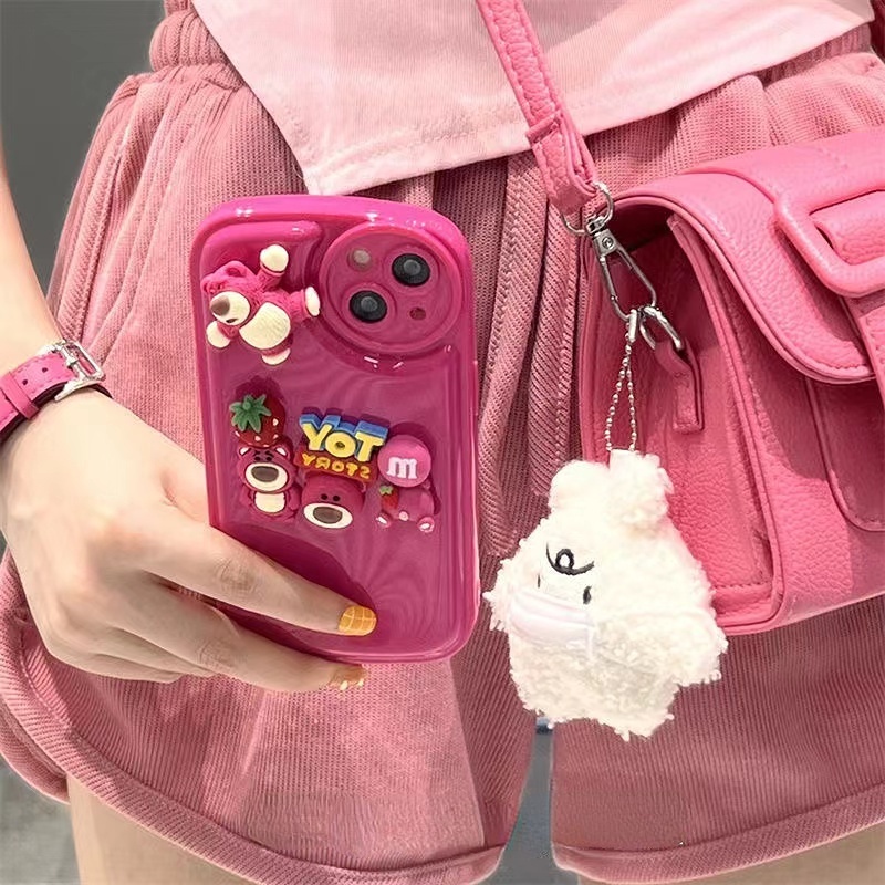 So Cute Pink LOTSO Air Cushion Soft Case IP IPhone 6 6S 7 8 14 + Plus SE 2020 X XR XS 11 12 13 Pro Max Cute Duck Strawberry Bear Phone Case City Girl