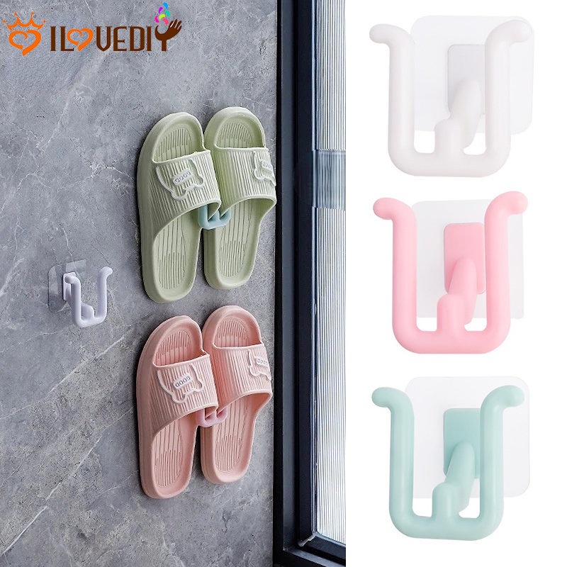 Anti Air Home Organize Alat Dua Slot Sepatu Gantungan Hook Hemat Tempat Barang Finishing Rak Handuk Kalung Topi Gantungan Bebas Pukulan Sandal Drain Rack