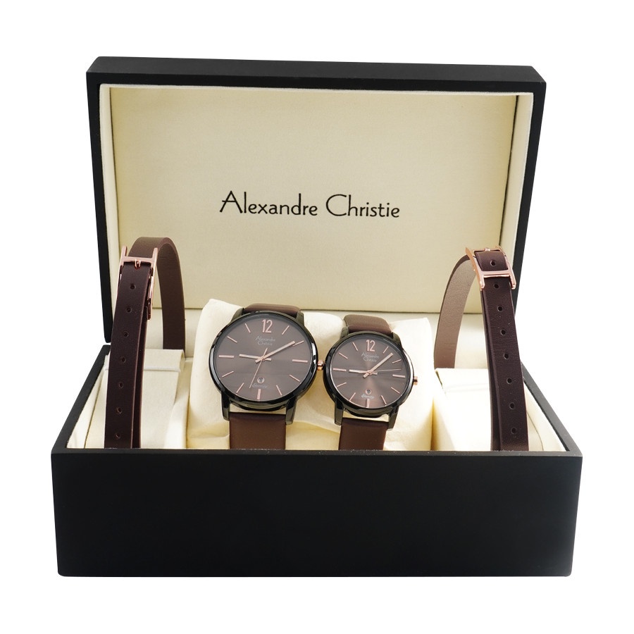 JAM TANGAN ALEXANDRE CHRISTIE AC 8669 / AC8669 BOX SET COUPLE ORIGINAL GARANSI 1 TAHUN