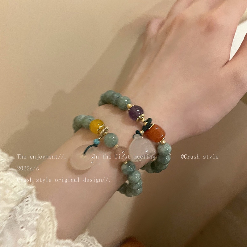 Korea Vintage Lily of The Valley Bunga Manik-Manik Gelang Wanita Sederhana Opal Bangle