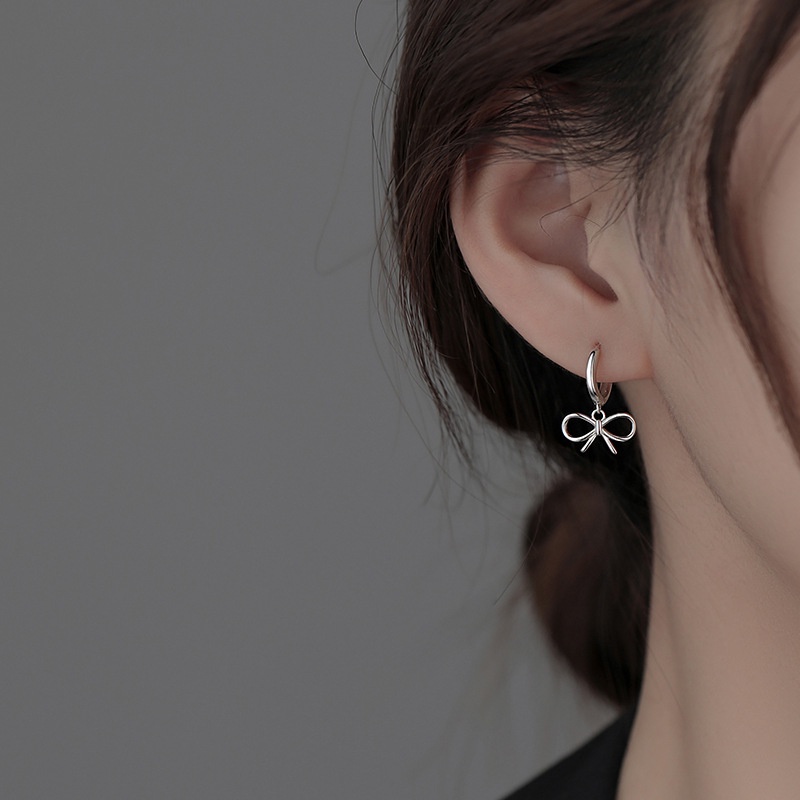 Kami Bunga Indah s925 Perak Berongga Busur Hoop Anting-Anting Untuk Wanita Gadis Korea Ikatan Simpul Menjuntai Anting-Anting Fashion Telinga Perhiasan Aksesoris