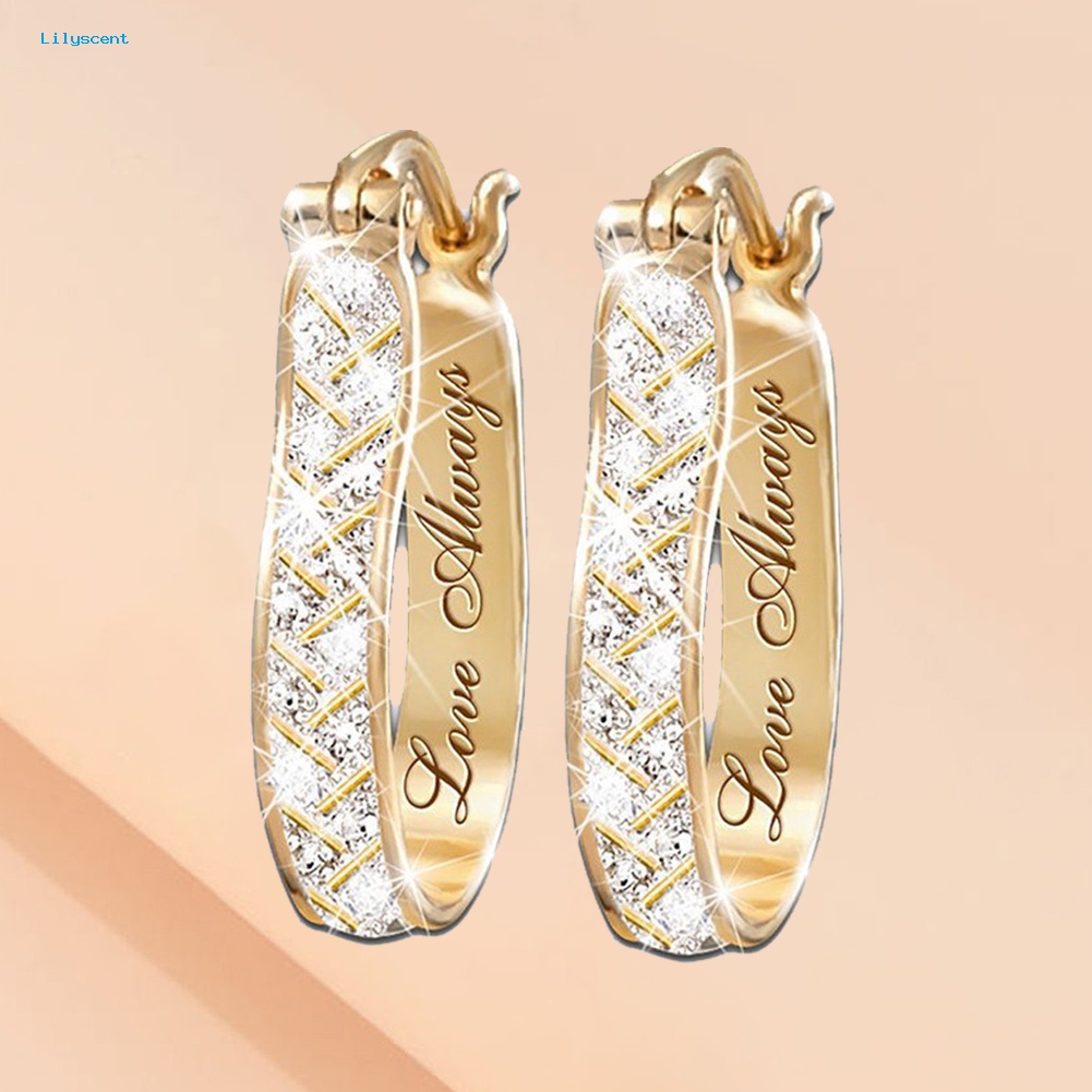 Lilyscent Wanita Fashion Kristal Imitasi Cubic Zirconia Alloy Hoop Earrings Pesta Perhiasan Hadiah