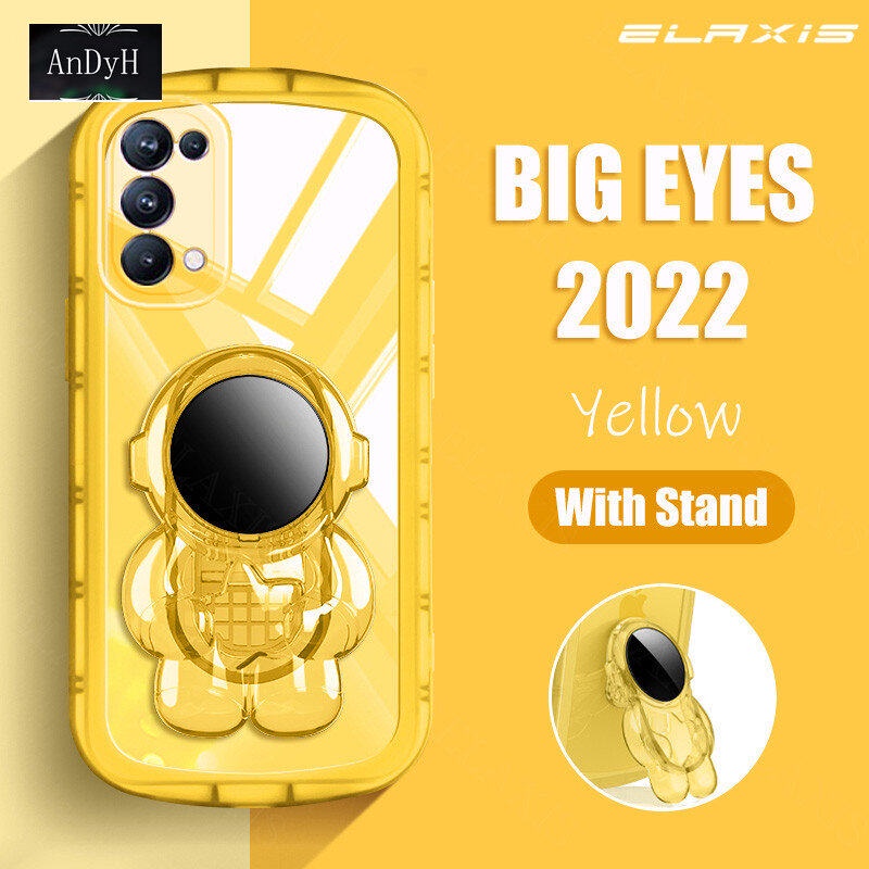 Andyh Untuk OPPO Reno5/Reno5 5G/reno5 Marvel Edition Phone Case Tahan Jatuh Transparan Chubby Lembut Silikon Dengan Penyangga Astronot2022 Desain Baru Ponsel Penutup Belakang