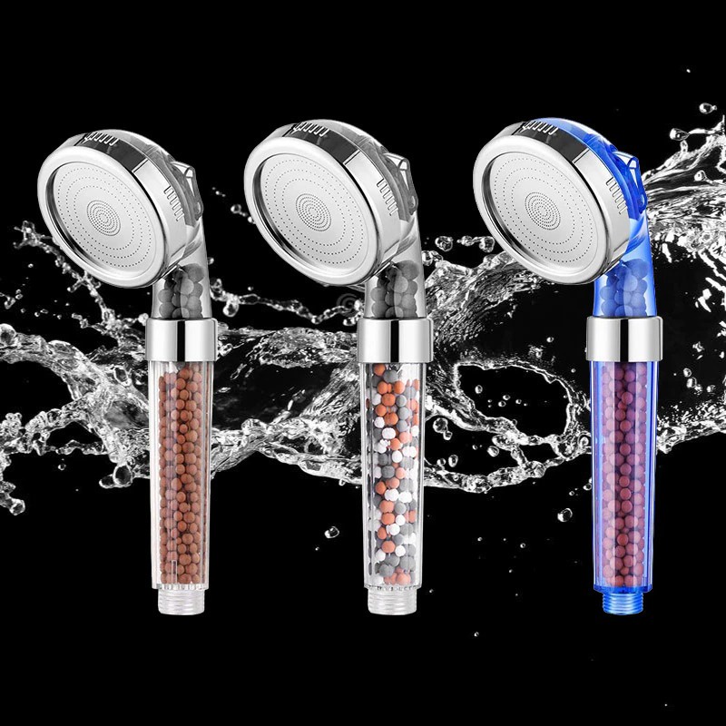 [BISA COD] Kepala shower head lon spa lonizer healty crystal 3 mode bonus selang clear