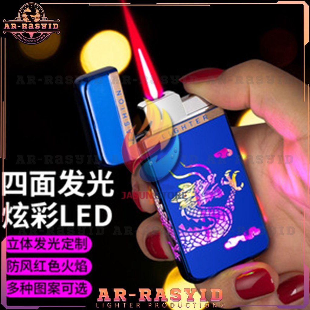 TERBARU! Korek Api Bara Gas Fashion Lighter 881 LED Motif Naga Dragon 2017 BISA COD!