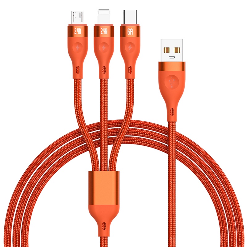 6a Kabel SuperCharging 3in1 Micro USB Type-C Fast Charger USB Type-C Kabel Data Untuk Samsung