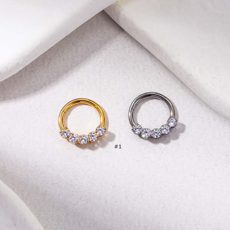 1biji G23 Baja Titanium Hoop Nose Ring Telinga Helix Fresh Piercing 16Gauge Hypoallergenic Dengan Zircon