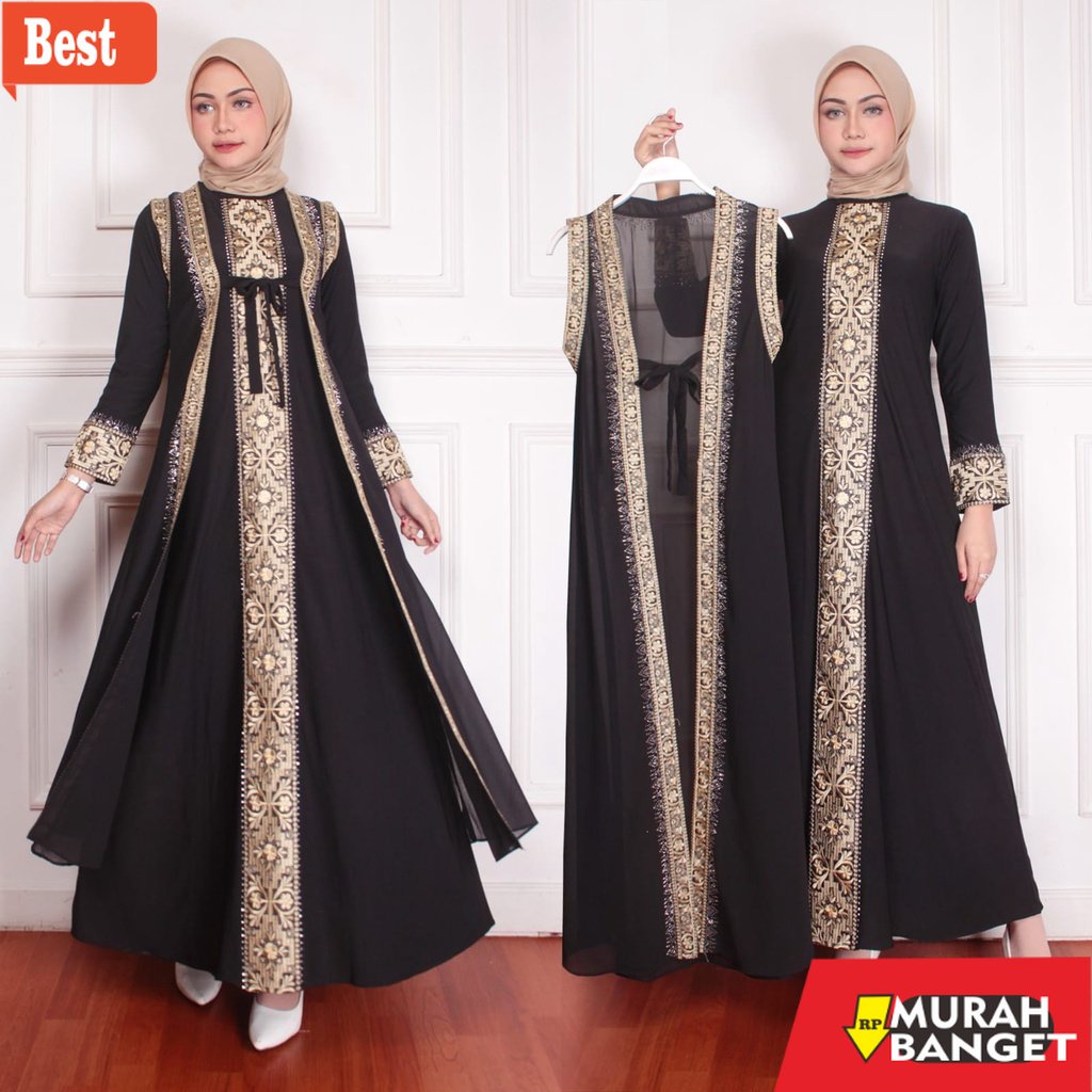 Gaya ala timur tengah di hari raya- LARRISSA - Gamis Abaya Turkey / Baju Muslim / Gamis Kekinian / G