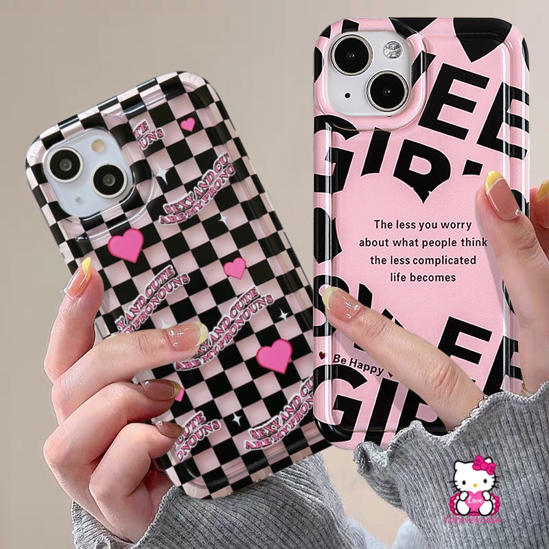 Airbag Casing Redmi Note10 11s 8 11 9 10s Note11 Note10 Note9 Note10s Redmi 10A 10C 9 12C A1 9C NFC POCO F4 Love Heart Huruf Hitam Checkerboard Soft Cover