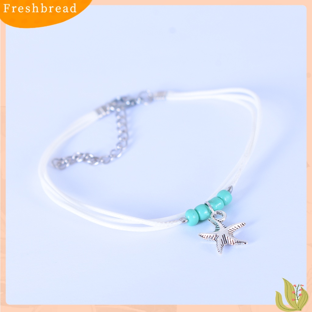 &lt; Freshbread &gt; Boho Multi-layer Bintang Laut Liontin Manik-Manik Adjustable Gelang Kaki Wanita Perhiasan Gelang