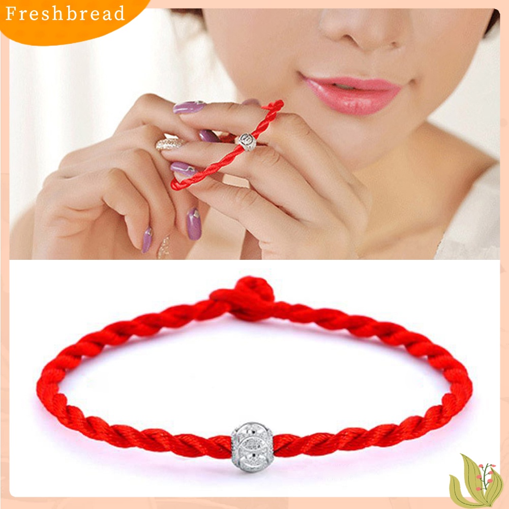 &lt; Freshbread &gt; Etnik Perak Berlapis Manik Dikepang Gelang Tali Merah Unisex Beruntung Dekorasi Pergelangan Tangan