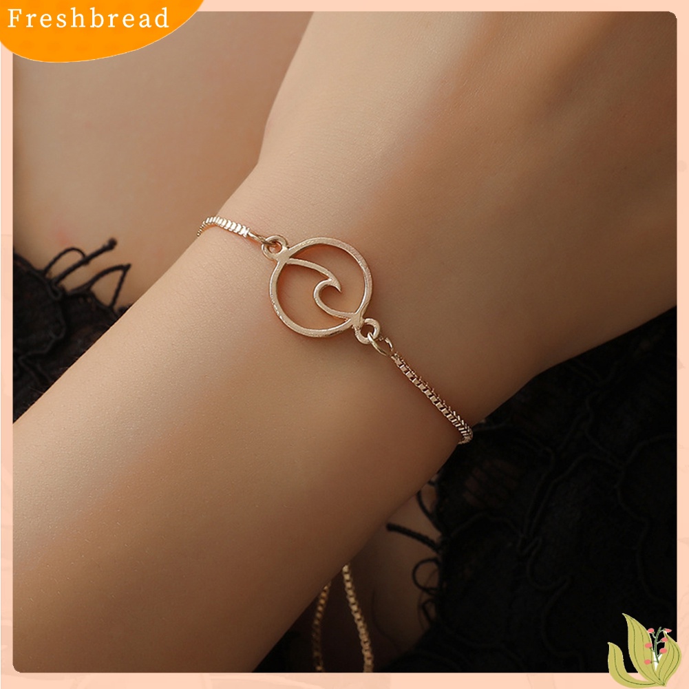 &lt; Freshbread &gt; Adjustable Wanita Mode Berongga Gelombang Pesona Kotak Rantai Gelang Pesta Perhiasan Hadiah