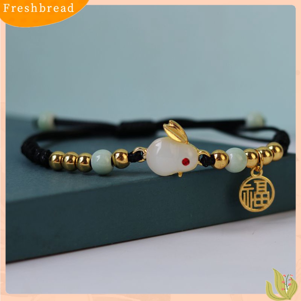 &lt; Freshbread &gt; Wanita Gelang Buatan Tangan Tali Yang Dapat Disesuaikan Pengerjaan Halus Prospek Yang Baik Maskot Pesona Tanda Berkah Multi-Gaya Zodiak Kelinci Beruntung Dikepang Strand Bracelet