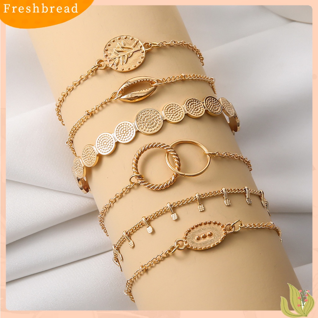 &lt; Freshbread &gt; 5/6Pcs Gelang Wanita Butterfly Stackable Jewelry Multilayer Dripping Oil Bangles Untuk Pantai