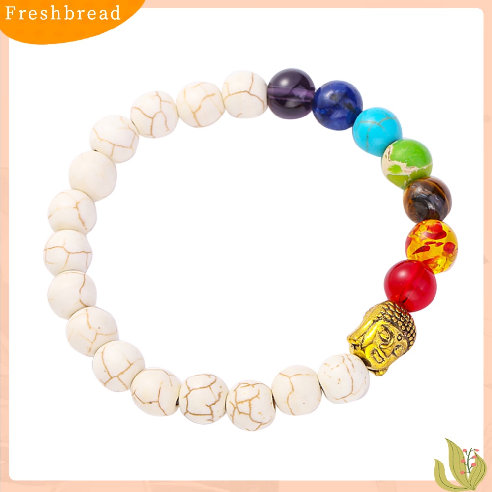 &lt; Freshbread &gt; 7 Chakra Buddha Kepala Manik-Manik Multicilor Batu Gelang Bangles Yoga Perhiasan Hadiah