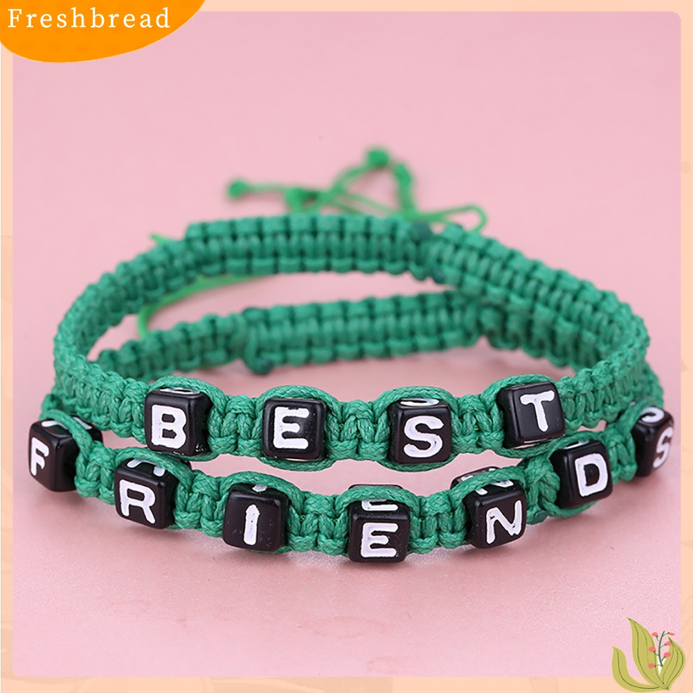 &lt; Freshbread &gt; 2Pcs/Set Unisex BEST FRIEND Letter Charm Handmade Anyaman Gelang Persahabatan