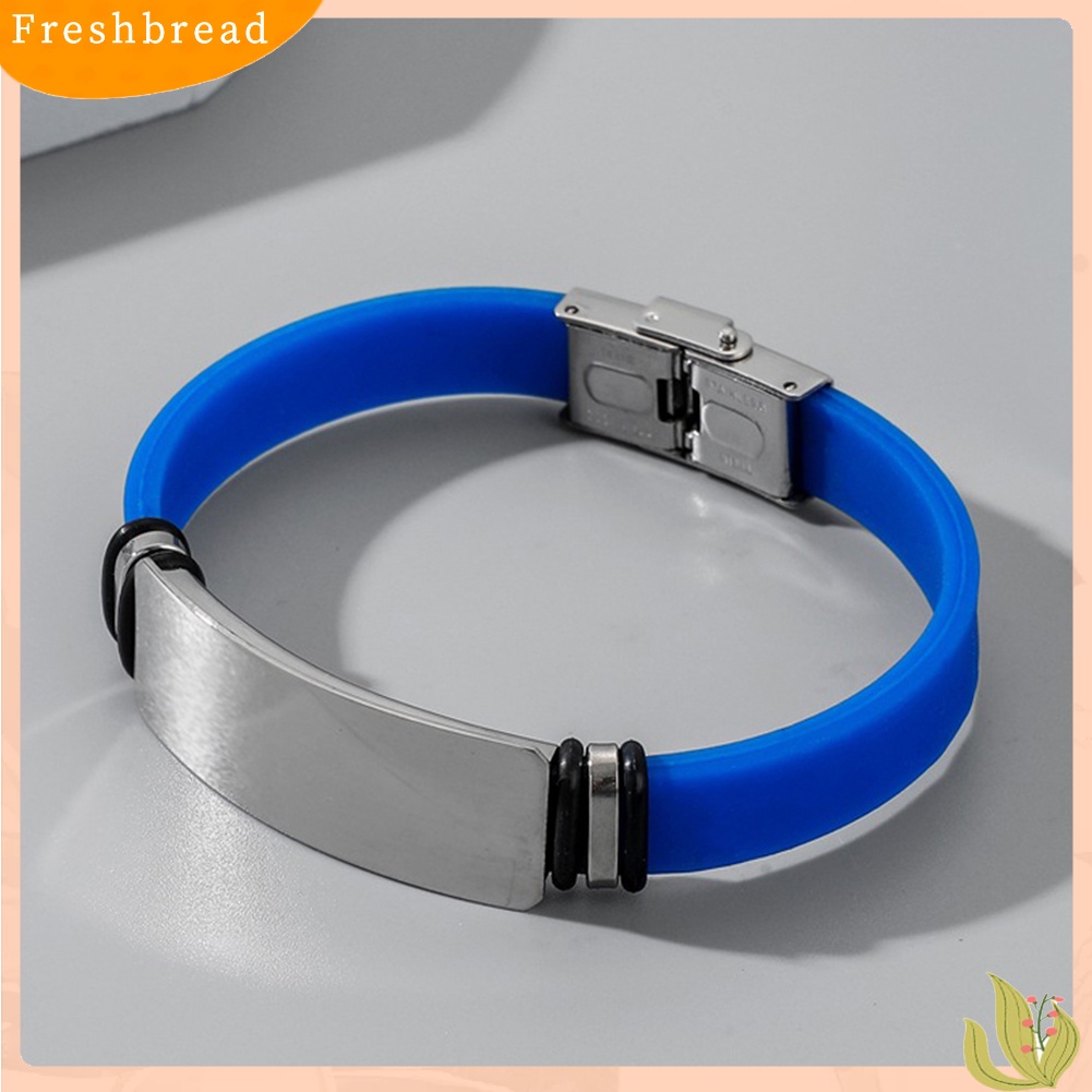 &lt; Freshbread &gt; Fashion Sederhana Unisex Bangle Logam Silikon Gelang Tangan Pasangan Perhiasan Hadiah