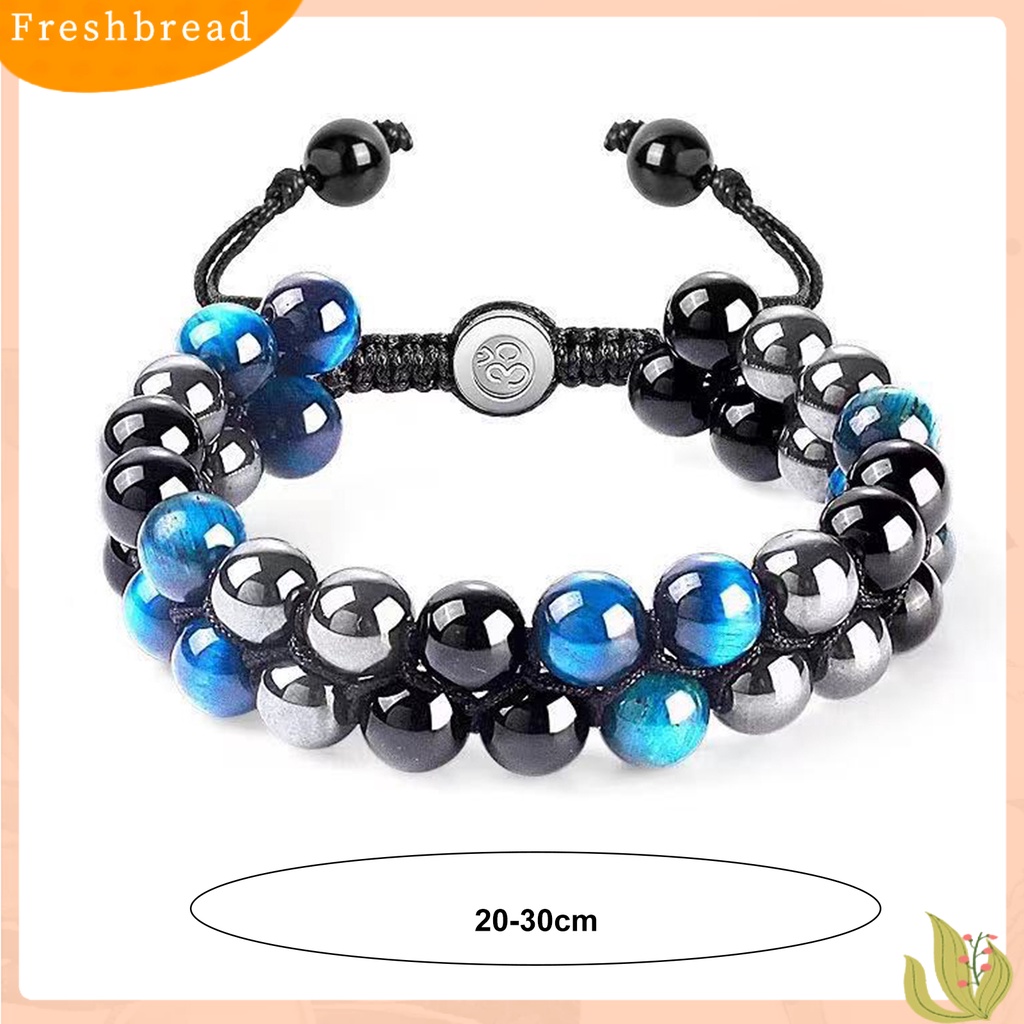 &lt; Freshbread &gt; Beads Bracelet Adjustable Beaded Double Layer Triple Protection Tali Elastis Membawa Keberuntungan Hadiah Pria Wanita Alami Faux Tiger Eye Healing Bracelet Untuk Teman