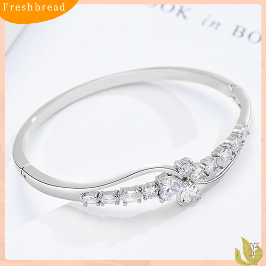 &lt; Freshbread &gt; Modis Wanita Bergelombang Garis Tilde Berlian Imitasi Dekorasi Pesta Hadiah Foto Prop Bangle